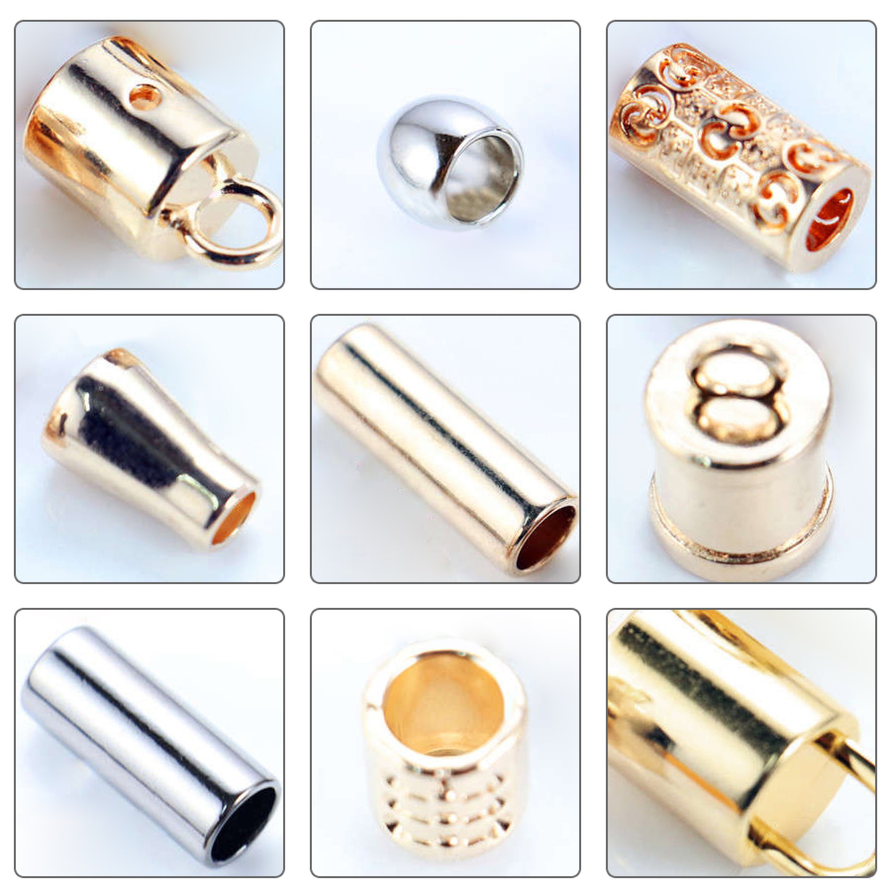 Gold/Bronze/Rose Gold/Glossy black/White/Platinum/Matte black-Alloy End Stopper